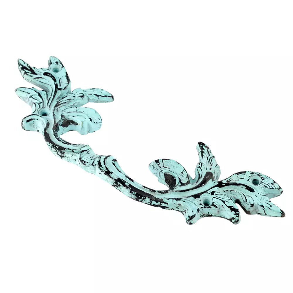 Turquoise antique branch puller - metal handle