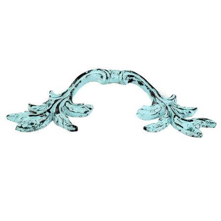 Turquoise antique branch puller - metal handle