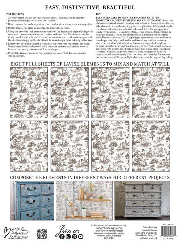 English Toile seepia - siirtokuva - Siirtokuva - Frenchic Paint Finland