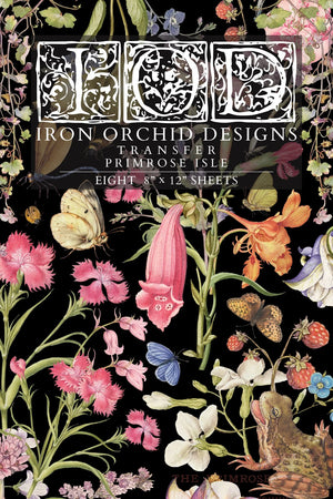 Primrose Isle on kahdeksansivuinen siirtokuvapakkaus, joka pohjautuu Wild Flowers of the British Isles teoksen kauniisiin vesivärikuvituksiin. Ilmavat luonnonkukat, koristekehykset ja hienostuneet yksityiskohdat tekevät siitä täydellisen valinnan huonekaluihin, tarjottimiin, tauluihin ja luoviin DIY projekteihin.
