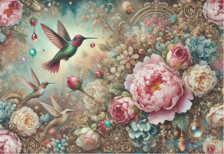 Kolibri - yksittäiset decoupage taidearkit.