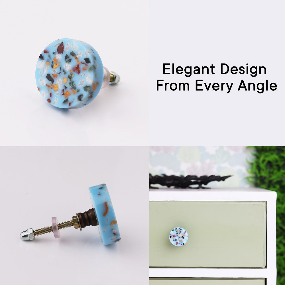 Turkoosi_terazzo_pyöreä_kivi_nuppi_keittiö_lipasto_naulakko_diy_maalikauppa_frenchic.