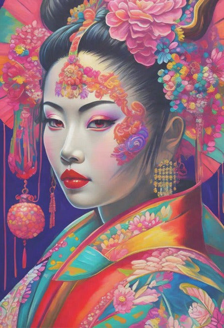 Geisha värikäs - yksittäiset decoupage taidearkit Frenchic.