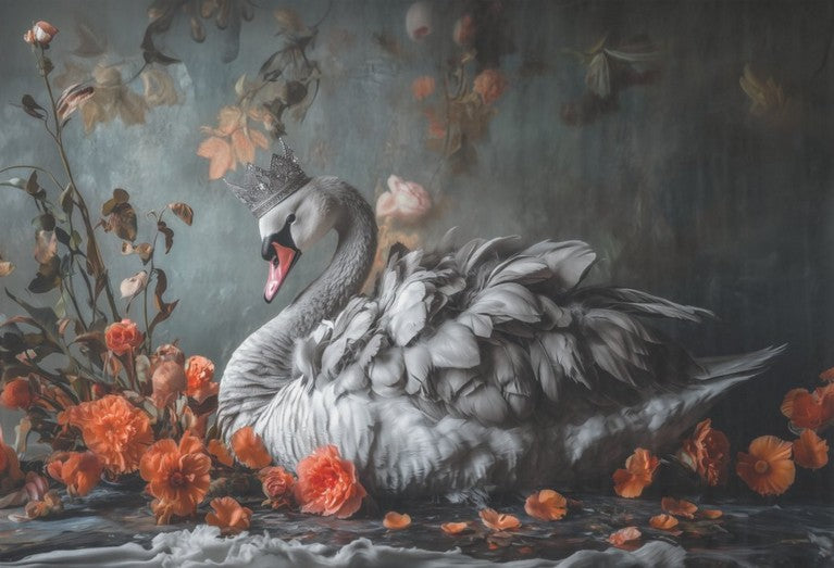 Joutsen ja hopea kruunu - yksittäiset decoupage taidearkit Frenchic.