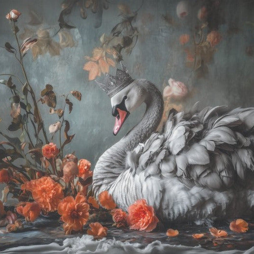 Joutsen ja hopea kruunu - yksittäiset decoupage taidearkit Frenchic.