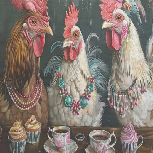 Kolme kukkoa - yksittäiset decoupage taidearkit Frenchic. 