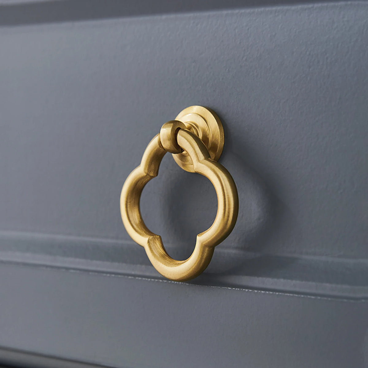 Ceramic square knob - white-gold with pull ring