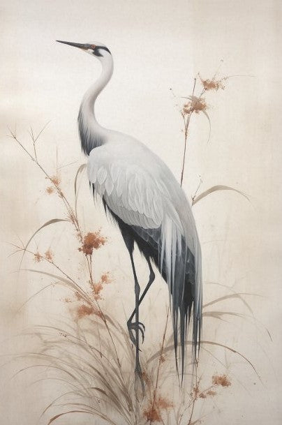 Kurki valkoinen taidekuva - yksittäiset decoupage taidearkit - degoupage - Frenchic Paint Finland