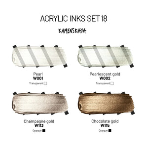 CHAMPAGNE PEARLS akryylimustepakkaus I 4 X 30ml I Kamenskaya-Frenchic Paint Finland