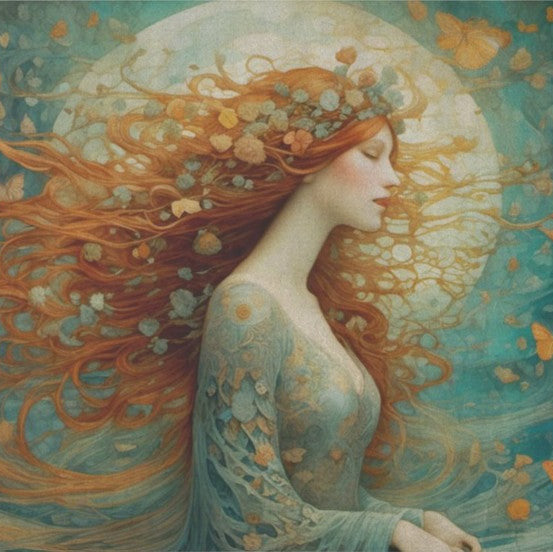 Punatukkainen nainen - yksittäiset decoupage taidearkit Frenchic.