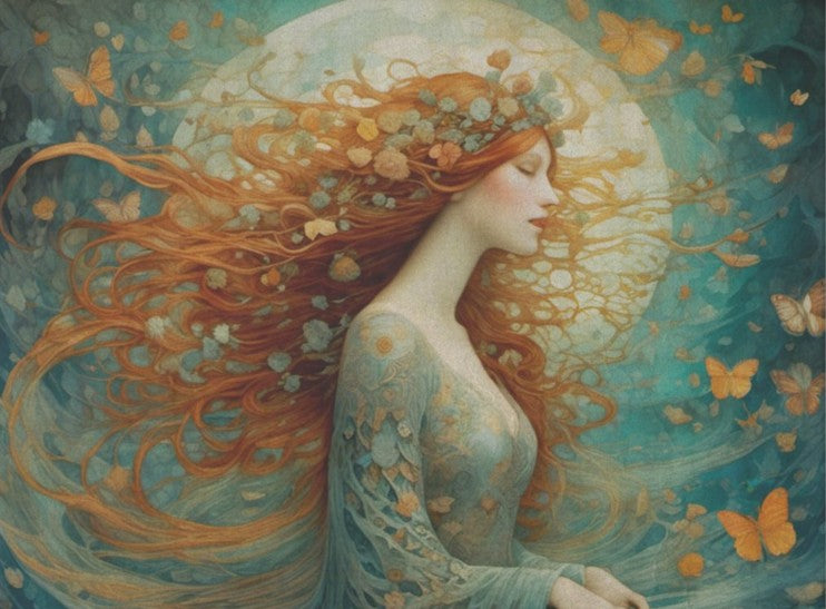 Punatukkainen nainen - yksittäiset decoupage taidearkit Frenchic.