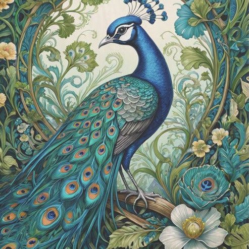 Riikinkukko vihreä - yksittäiset decoupage taidearkit