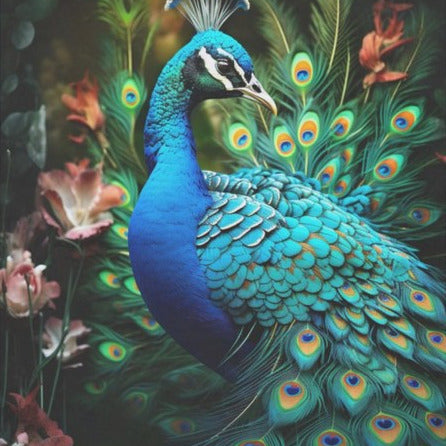 Riikinkukko ja pinkit kukat - yksittäiset decoupage taidearkit Frenchic.