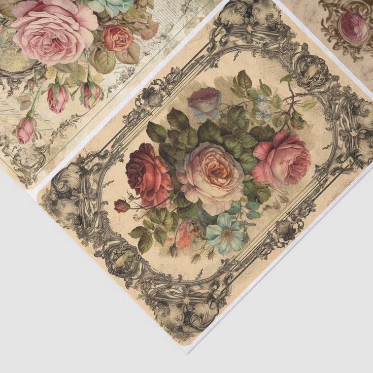 Ruusut ja kehykset - yksittäiset decoupage taidearkit Frenchic.
