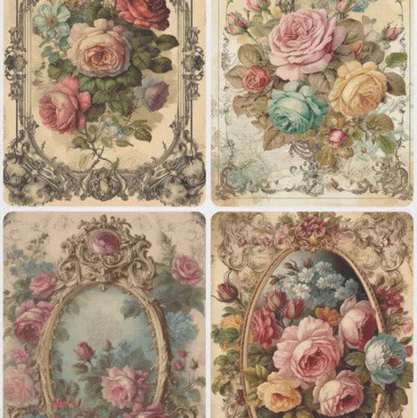 Ruusut ja kehykset - yksittäiset decoupage taidearkit Frenchic.