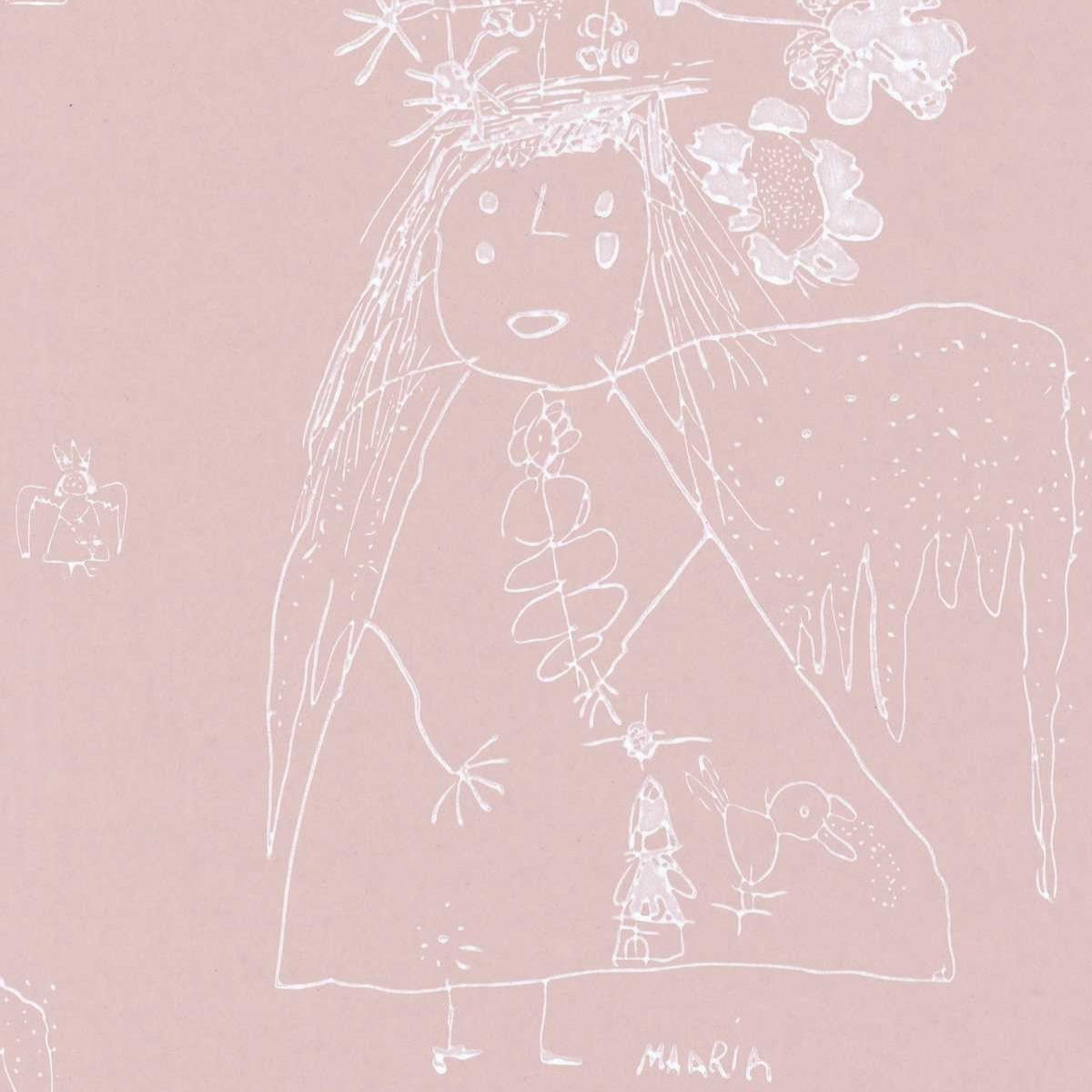 Maaria Wirkkalan 4-vuotiaana piirtämä, suloinen Enkeli-tapetti on vuodelta 1958.
