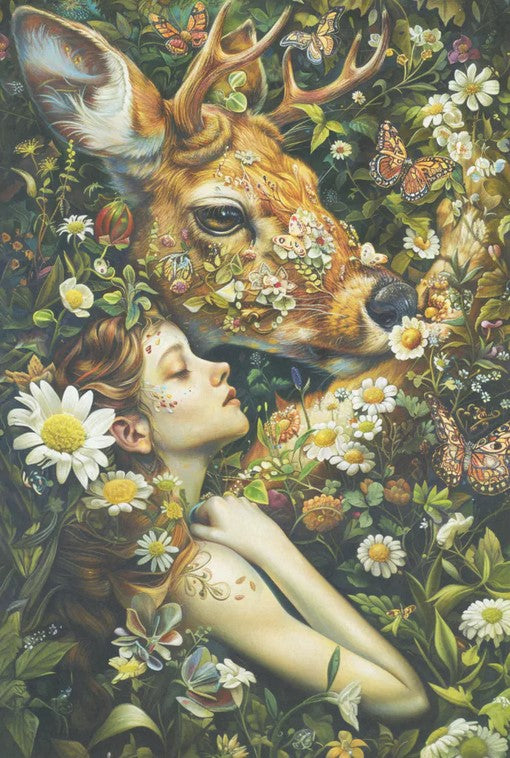 Tyttö ja peura - yksittäiset decoupage taidearkit-degoupage-Frenchic Paint Finland