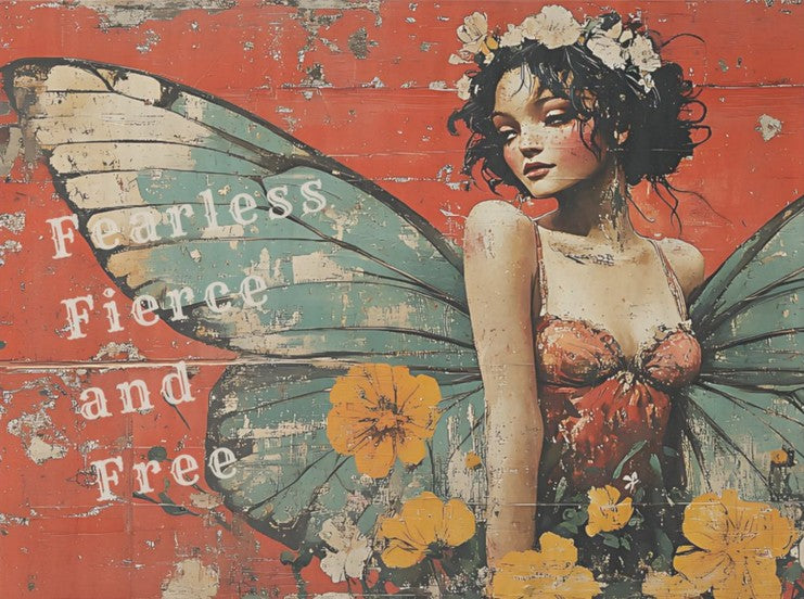 Vintage fairy and texts - individual decoupage art sheets