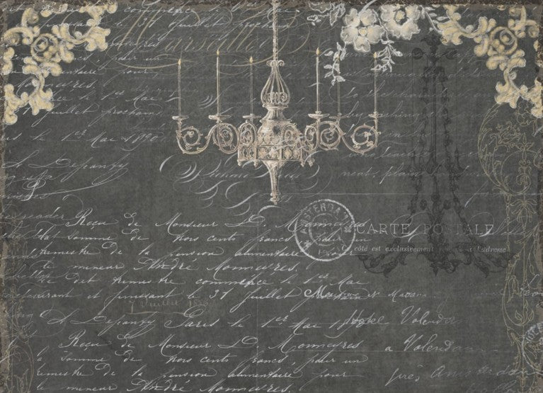 Vintage teksti ja valaisin - yksittäiset decoupage taidearkit Frenchic.